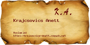 Krajcsovics Anett névjegykártya